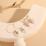 Pendientes colgantes chapados en oro de 14K con incrustaciones de cobre geométrico, estilo clásico, elegantes y lujosos, 1 par