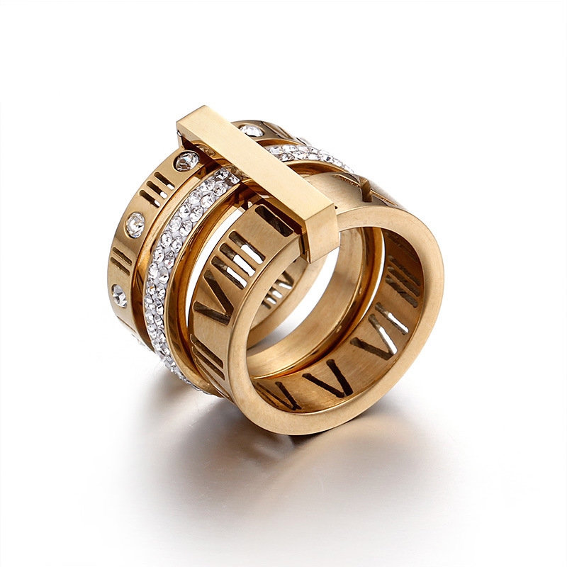 Joyería al por mayor del anillo de múltiples anillos de la moda del alfabeto romano