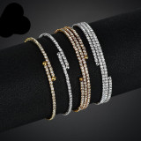 Pulseras y brazaletes de acero inoxidable con diamantes de imitación y temperamento geométrico para mujer Brazaletes NHHF121495