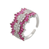 Micro ajuste anillo apertura ajustable Multicolor recorte diamante transfronterizo DIY adornos accesorios Vj217
