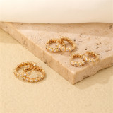 1 par de pendientes chapados en oro con incrustaciones de circonita de cobre y estilo sencillo e informal