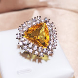 Anillos abiertos de piedras preciosas artificiales con incrustaciones de cobre triangular de estilo clásico