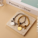 Pulseras De Acero De Titanio Con Letras De Estilo Simple Al Por Mayor