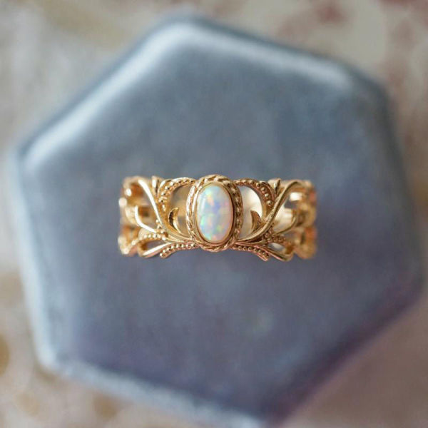 Anillo abierto chapado en cobre con flor retro
