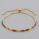 Pulsera de circón colorida Popular europea y americana pulsera de mujer romántica dulce estilo Retro multiestilo