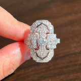 Anillos de cobre geométricos de moda con incrustaciones de circonio piedras preciosas artificiales anillos de cobre