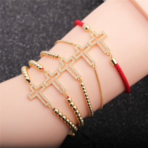 Pulsera Cruzada De Circón Con Microincrustaciones De Moda