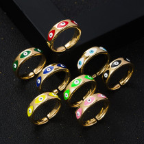 Accesorios de anillo de cobre abierto Ojo del diablo de aceite de goteo de oro Real chapado en cobre de moda