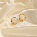 1 par de pendientes retro chapados en espiral redondos con incrustaciones de rayas de cobre, perlas artificiales, circonita, chapado en oro de 14 quilates, pendientes chapados en oro de 18 quilates