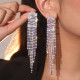 1 par de pendientes colgantes con diamantes de imitación de cobre con incrustaciones de borlas para mujer