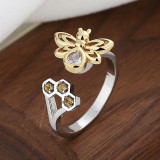 Anillos De Circón Con Incrustaciones De Cobre Mariposa Abeja Girasol De Moda