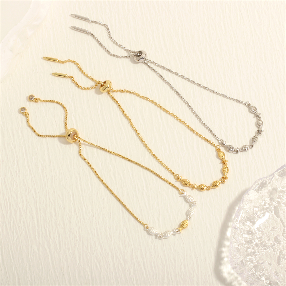 Pulseras plateadas oro simple del cobreado 18K de los pescados de Streetwear del estilo