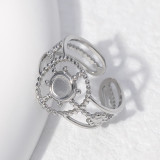 Anillo abierto redondo chapado en acero inoxidable de moda