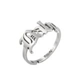 Anillos huecos de acero inoxidable con letras de moda 1 pieza