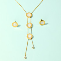 Collar de pendientes chapado en oro de 18 quilates con incrustaciones de acero inoxidable geométrico de estilo simple básico