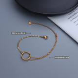 Caja de pulsera de anillo con pulsera de material de acero titanio con cadena redonda de cuentas