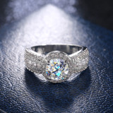 Conjunto Gypsophila clásico de moda con anillo de cobre de compromiso de pareja femenina con diamantes de circonio grande