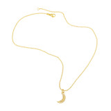 Collar con colgante de circonita chapado en oro y cobre con forma de luna y pentagrama, 1 pieza