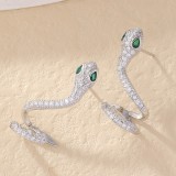 1 par de pendientes de circonita de cobre con incrustaciones de serpiente Animal de estilo Simple Retro