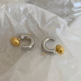 1 par de elegantes pendientes ovalados chapados en cobre chapados en oro de 24 quilates