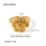 Anillo abierto chapado en oro de acero inoxidable 18K con flor estilo IG a granel