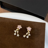 Pendientes de circón con incrustaciones de cobre y flor en forma de corazón y estrella de estilo Simple, 1 par