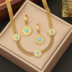 Commute Sun Chapado en acero inoxidable con incrustaciones de turquesa Pulseras Pendientes Collar