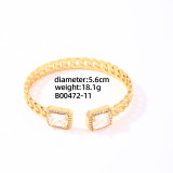 Pulseras de anillos chapados en oro con incrustaciones de cobre rectangulares geométricos de estilo Vintage Glam elegante