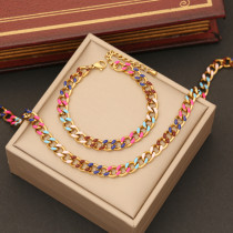 Collar de pulseras de esmalte de acero inoxidable geométrico de estilo simple estilo IG