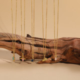 Collar de circonita chapado en oro de 14 quilates con cobre de dinosaurio de estilo clásico elegante a granel