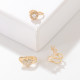 Pendientes chapados en oro con forma de corazón casual de 1 pieza