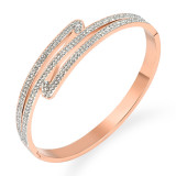 Brazalete de diamantes de imitación con incrustaciones de acero inoxidable redondo de estilo clásico