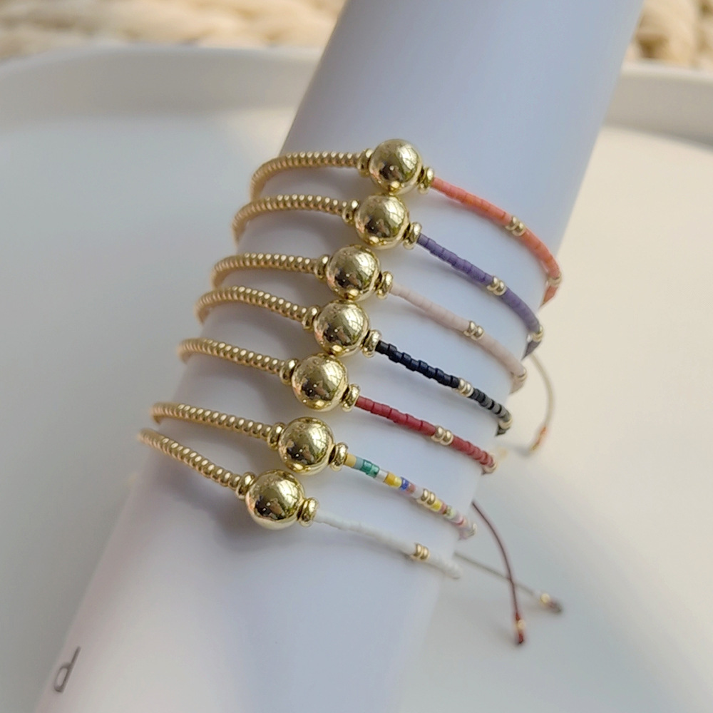 Pulseras De Tejer De Cobre De Vidrio Geométrico De Moda