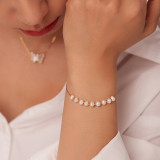 Pulsera de cadena de oro de joyería de acero inoxidable con perlas geométricas simples