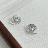 1 par de pendientes de perlas de cobre con incrustaciones de color sólido de estilo simple