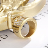 Anillos de acero de titanio cruzados de moda Chapado en anillos de acero inoxidable con diamantes de imitación de metal