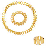 Pulsera de collar con anillo hueco chapado en oro real de 18 quilates de acero de titanio europeo y americano