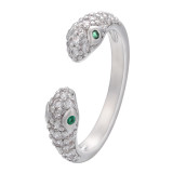 Joyería de doble cabeza del anillo de la serpiente del Zircon con Micro-incrustaciones de la moda al por mayor