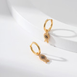 1 par de pendientes colgantes de circonita de cobre con incrustaciones de conejo de estilo simple