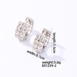 1 par de pendientes chapados en oro blanco con incrustaciones de cobre y circonita redonda brillante y dulce informal