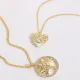 1 pieza de collar con colgante chapado en oro de 14 quilates con incrustaciones de cobre y forma de corazón de árbol de estilo coreano