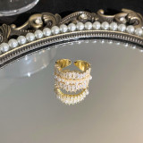 Anillos abiertos de circón con incrustaciones de cobre rectangulares Glam Star