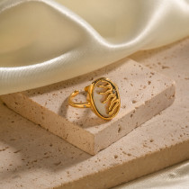 Anillo abierto chapado en oro de 18 quilates con incrustaciones de diamantes de imitación chapados en acero inoxidable con llama estilo INS
