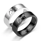 Anillo de pareja de acero de titanio Retro Love Ilove You mano a mano