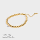 Pulseras redondas chapadas en oro de acero inoxidable de estilo clásico