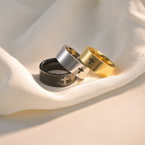 Anillos chapados en acero inoxidable con cruz de moda de 1 pieza