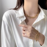 Collar de pulseras con revestimiento de acero de titanio geométrico estilo INS