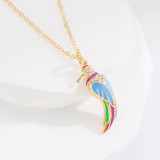 Collar con colgante de cobre con forma de pájaro y mariposa, collares de cobre con circonita chapada en oro