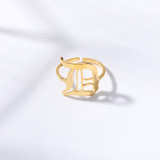 Anillo abierto chapado en acero inoxidable con letra de moda de 1 pieza