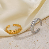 Anillos abiertos chapados en oro de 18 quilates con revestimiento de acero inoxidable de color sólido Hip-Hop